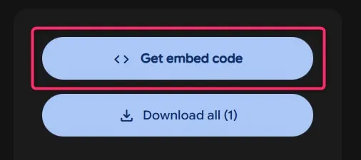 Get embed codeとDownload allの2つのボタン。Get embed codeボタンが赤枠で強調されている