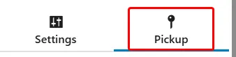設定画面の上部に「Settings」と「Pickup」の2つのタブがあり、「Pickup」タブが赤枠で囲まれたタブナビゲーション